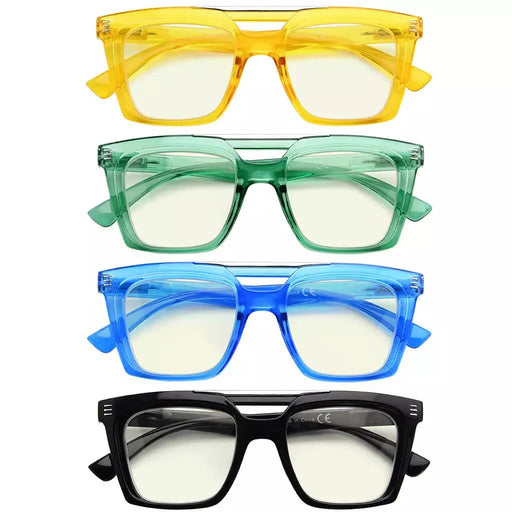 eyekeeper.com 4 Pack Double Bridge Blue Light Blocking Reading Glasses UVR2034 Eyeglasses White Smoke 4 Pairs Mix / without magnification,4 Pairs Mix / +0.50,4 Pairs Mix / +0.75,4 Pairs Mix / +1.00,4 Pairs Mix / +1.25,4 Pairs Mix / +1.50,4 Pairs Mix / +1.75,4 Pairs Mix / +2.00,4 Pairs Mix / +2.50,4 Pairs Mix / +3.00