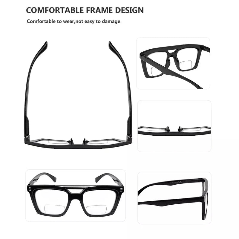 eyekeeper.com 4 Pack Double Bridge Square Bifocal Reading Glasses BR2034 Eyeglasses White Smoke 4 Pairs Mix / +1.00,4 Pairs Mix / +1.50,4 Pairs Mix / +2.00,4 Pairs Mix / +2.50,4 Pairs Mix / +3.00,4 Pairs Mix / +3.50