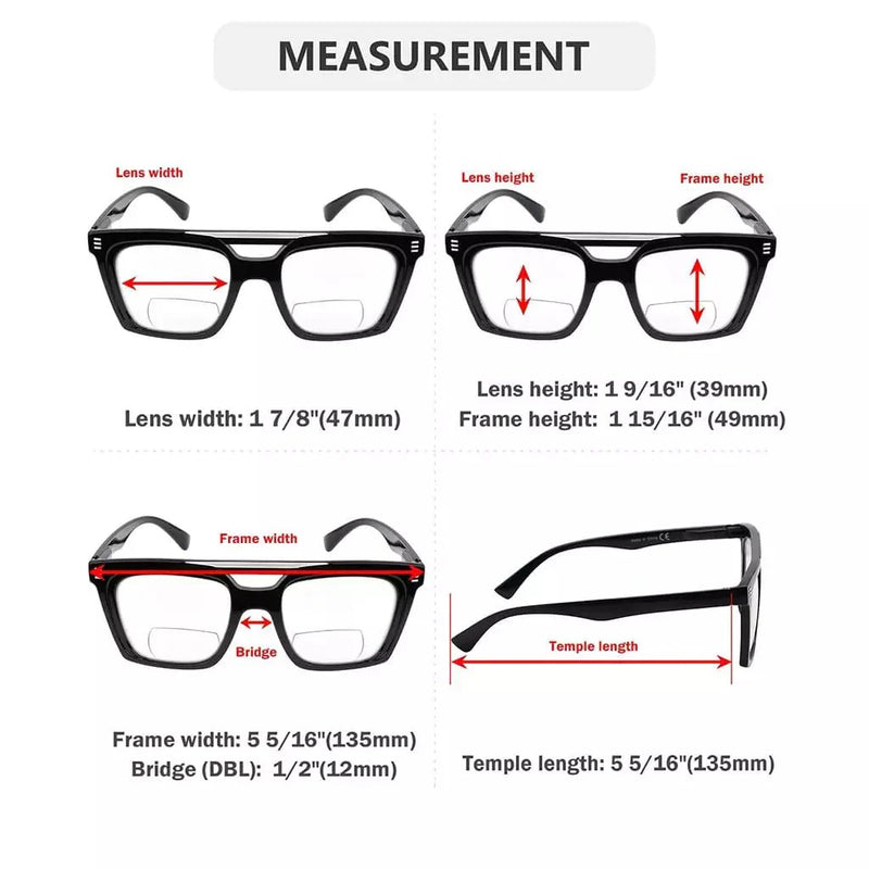 eyekeeper.com 4 Pack Double Bridge Square Bifocal Reading Glasses BR2034 Eyeglasses White Smoke 4 Pairs Mix / +1.00,4 Pairs Mix / +1.50,4 Pairs Mix / +2.00,4 Pairs Mix / +2.50,4 Pairs Mix / +3.00,4 Pairs Mix / +3.50