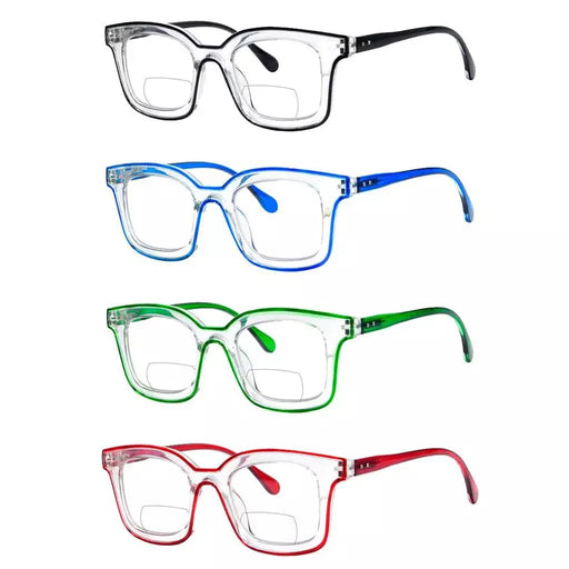 eyekeeper.com 4 Pack Double Color Frame Bifocal Reading Glasses BR2105 Eyeglasses White Smoke 4 Pairs Mix / +1.00,4 Pairs Mix / +1.50,4 Pairs Mix / +2.00,4 Pairs Mix / +2.50,4 Pairs Mix / +3.00