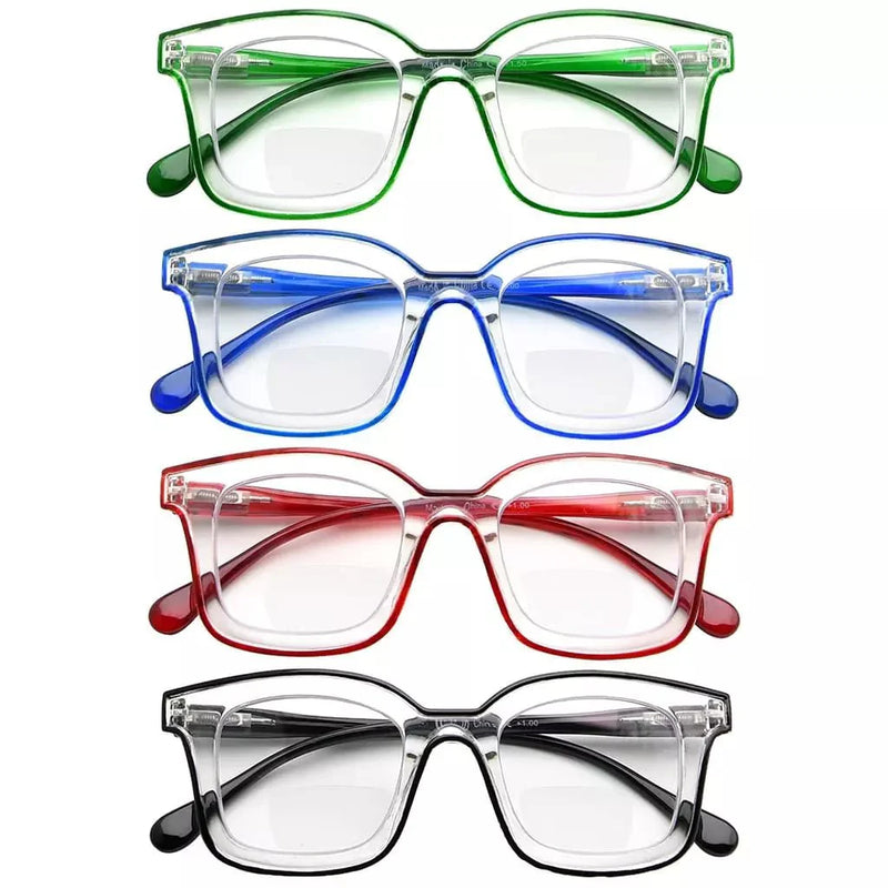eyekeeper.com 4 Pack Double Color Frame Bifocal Reading Glasses BR2105 Eyeglasses White Smoke 4 Pairs Mix / +1.00,4 Pairs Mix / +1.50,4 Pairs Mix / +2.00,4 Pairs Mix / +2.50,4 Pairs Mix / +3.00