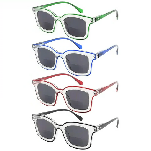 eyekeeper.com 4 Pack Double Color Frame Bifocal Sunglasses SBR2105 Sunglasses White Smoke 4 Pairs Mix / +1.00,4 Pairs Mix / +1.50,4 Pairs Mix / +2.00,4 Pairs Mix / +2.50,4 Pairs Mix / +3.00