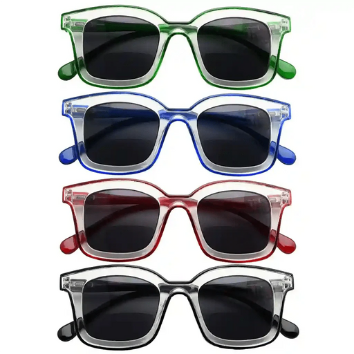 eyekeeper.com 4 Pack Double Color Frame Bifocal Sunglasses SBR2105 Sunglasses White Smoke 4 Pairs Mix / +1.00,4 Pairs Mix / +1.50,4 Pairs Mix / +2.00,4 Pairs Mix / +2.50,4 Pairs Mix / +3.00