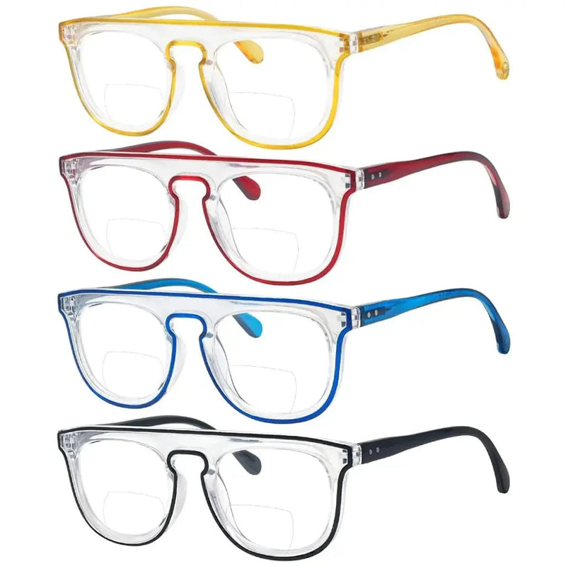 eyekeeper.com 4 Pack Double Color Stylish Frame Bifocal Reading Glasses BR2122 Eyeglasses White Smoke 4 Pairs Mix / +1.00,4 Pairs Mix / +1.50,4 Pairs Mix / +2.00,4 Pairs Mix / +2.50,4 Pairs Mix / +3.00
