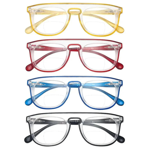 eyekeeper.com 4 Pack Double Color Stylish Frame Bifocal Reading Glasses BR2122 Eyeglasses White Smoke 4 Pairs Mix / +1.00,4 Pairs Mix / +1.50,4 Pairs Mix / +2.00,4 Pairs Mix / +2.50,4 Pairs Mix / +3.00