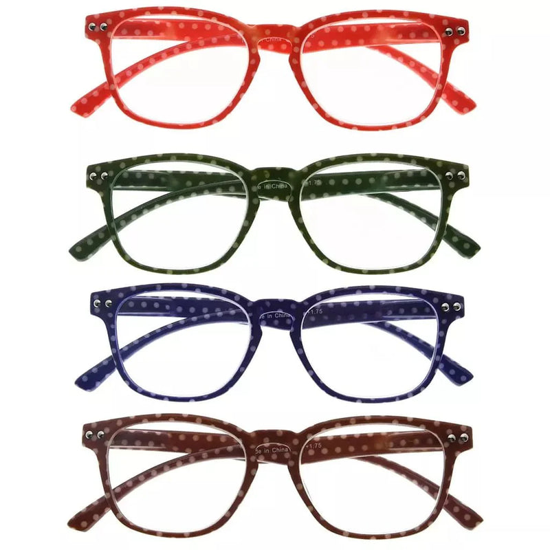 eyekeeper.com 4 Pack Fashion Vintage Polka Dots Reading Glasses R079P Eyeglasses White Smoke 4 Pairs Mix / +0.50,4 Pairs Mix / +0.75,4 Pairs Mix / +1.00,4 Pairs Mix / +1.25,4 Pairs Mix / +1.50,4 Pairs Mix / +1.75,4 Pairs Mix / +2.00,4 Pairs Mix / +2.25,4 Pairs Mix / +2.50,4 Pairs Mix / +2.75,4 Pairs Mix / +3.00,4 Pairs Mix / +3.50,4 Pairs Mix / +