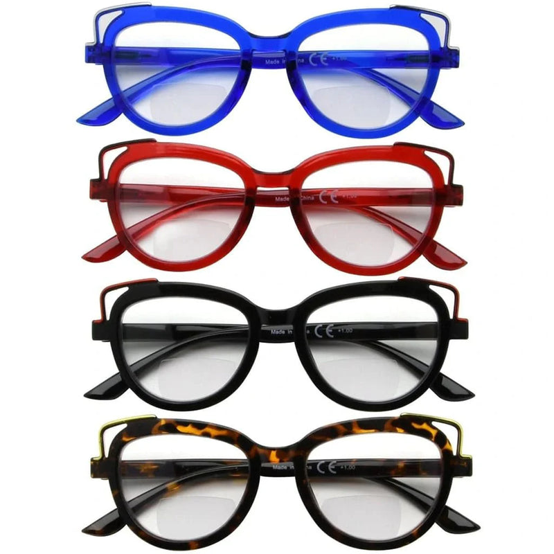 eyekeeper.com 4 Pack Fashionable Cat-eye Bifocal Reading Glasses BR2113 Eyeglasses White Smoke 4 Pairs Mix / +1.00,4 Pairs Mix / +1.50,4 Pairs Mix / +2.00,4 Pairs Mix / +2.50,4 Pairs Mix / +3.00