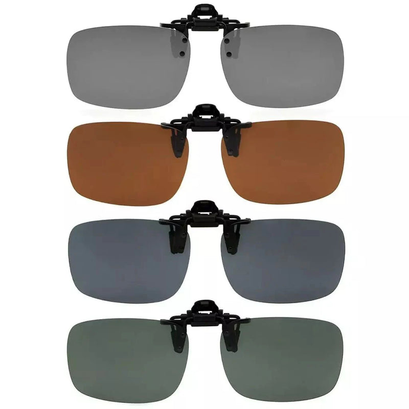 eyekeeper.com 4 Pack Flip up Clip on Sunglasses Polarized JQ3 (60MMx43MM) Sunglasses White Smoke 4 Pairs Mix,Silver Mirror,Grey,Brown,G15