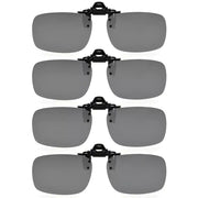 eyekeeper.com 4 Pack Flip up Clip on Sunglasses Polarized JQ3 (60MMx43MM) Sunglasses Dim Gray Silver Mirror