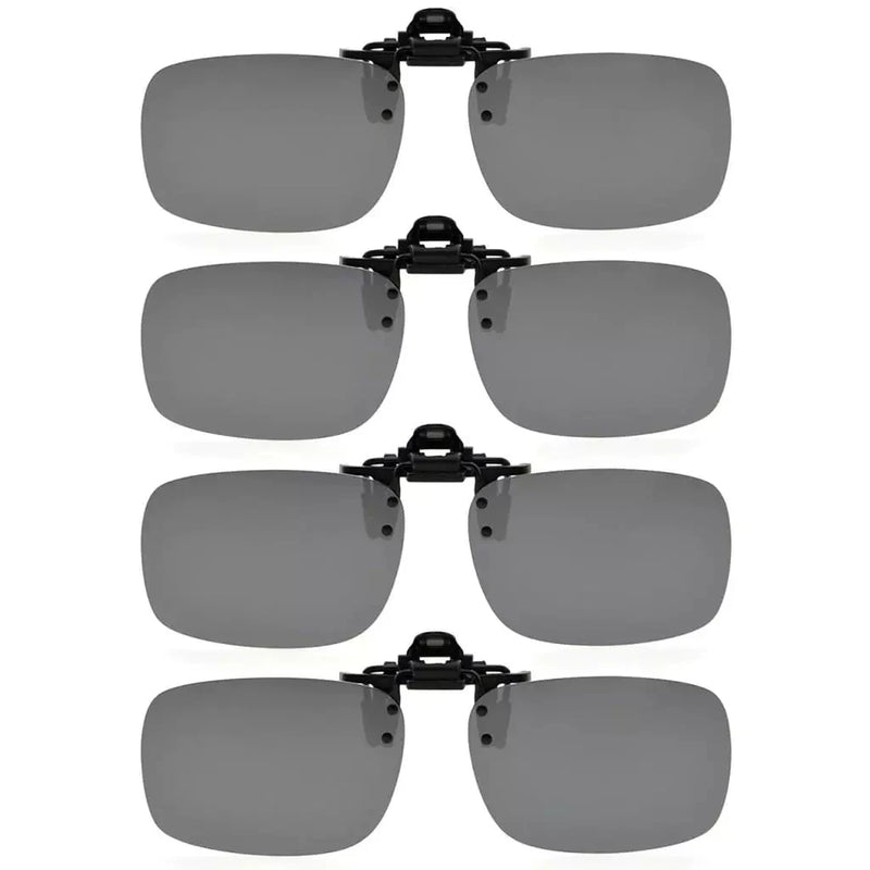 eyekeeper.com 4 Pack Flip up Clip on Sunglasses Polarized JQ3 (60MMx43MM) Sunglasses Dim Gray Silver Mirror