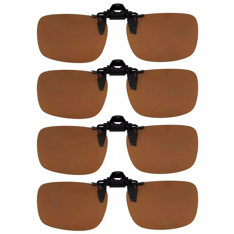 eyekeeper.com 4 Pack Flip up Clip on Sunglasses Polarized JQ3 (60MMx43MM) Sunglasses White Smoke Brown