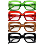 eyekeeper.com 4 Pack Funky Thicker Frame Bifocal Reading Glasses BR2101 Eyeglasses White Smoke 4 Pairs Mix / +1.00