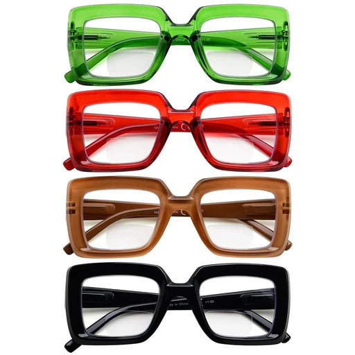 eyekeeper.com 4 Pack Funky Thicker Frame Bifocal Reading Glasses BR2101 Eyeglasses White Smoke 4 Pairs Mix / +1.00