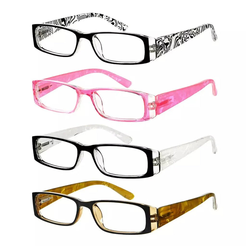 eyekeeper.com 4 Pack Gem Pattern Arms Reading Glasses Rectangular Readers R006-C1-C4 Eyeglasses White Smoke 4 Pairs Mix / +0.50,4 Pairs Mix / +0.75,4 Pairs Mix / +1.00,4 Pairs Mix / +1.25,4 Pairs Mix / +1.50,4 Pairs Mix / +1.75,4 Pairs Mix / +2.00,4 Pairs Mix / +2.25,4 Pairs Mix / +2.50,4 Pairs Mix / +2.75,4 Pairs Mix / +3.00,4 Pairs Mix / +3.50,4 Pairs Mix / +