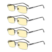 eyekeeper.com 4 Pack Half-rim Blue Light Blocking Reading Glasses TMCG15014 Eyeglasses White Smoke Gunmetal-4pcs / without magnification,Gunmetal-4pcs / +0.50,Gunmetal-4pcs / +1.25,Gunmetal-4pcs / +2.00,Gunmetal-4pcs / +3.00