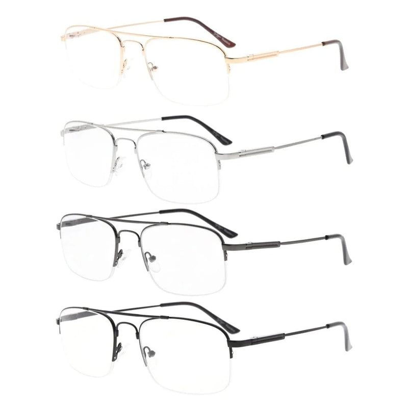 eyekeeper.com 4 Pack Half-rim Reading Glasses Double Bridge Readers R1706 Eyeglasses White Smoke 4 Pairs Mix / without magnification,4 Pairs Mix / +0.50,4 Pairs Mix / +1.00,4 Pairs Mix / +1.25