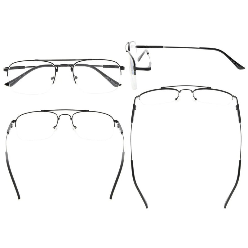 eyekeeper.com 4 Pack Half-rim Reading Glasses Double Bridge Readers R1706 Eyeglasses White Smoke 4 Pairs Mix / without magnification,4 Pairs Mix / +0.50,4 Pairs Mix / +1.00,4 Pairs Mix / +1.25