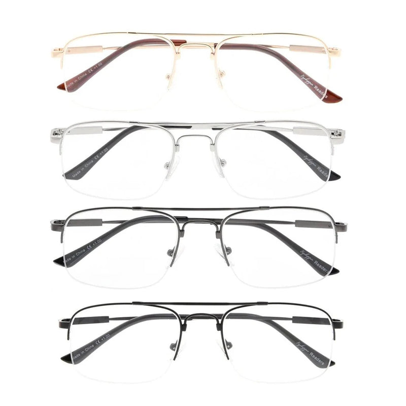 eyekeeper.com 4 Pack Half-rim Reading Glasses Double Bridge Readers R1706 Eyeglasses White Smoke 4 Pairs Mix / without magnification,4 Pairs Mix / +0.50,4 Pairs Mix / +1.00,4 Pairs Mix / +1.25
