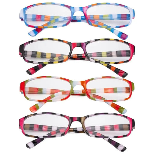eyekeeper.com 4 Pack Ladies Fashion Reading Glasses with Stripe Arms R908S Eyeglasses White Smoke 4 Pairs Mix / +0.50,4 Pairs Mix / +0.75,4 Pairs Mix / +1.00,4 Pairs Mix / +1.25,4 Pairs Mix / +1.50,4 Pairs Mix / +1.75,4 Pairs Mix / +2.00,4 Pairs Mix / +2.25,4 Pairs Mix / +2.75,4 Pairs Mix / +3.50,4 Pairs Mix / +4.00