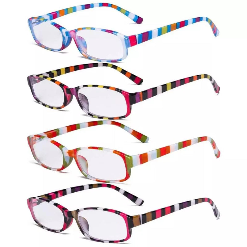 eyekeeper.com 4 Pack Ladies Reading Glasses with Stripe Arms R908S Eyeglasses White Smoke 4 Pairs Mix / +0.50,4 Pairs Mix / +0.75,4 Pairs Mix / +1.00