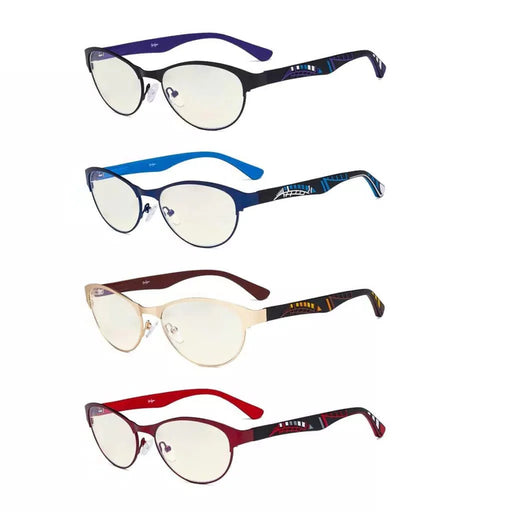 eyekeeper.com 4 Pack Metal Frame Blue Light Filter Eyeglasses UV17004 Eyeglasses White Smoke 4 Pairs Mix / without magnification