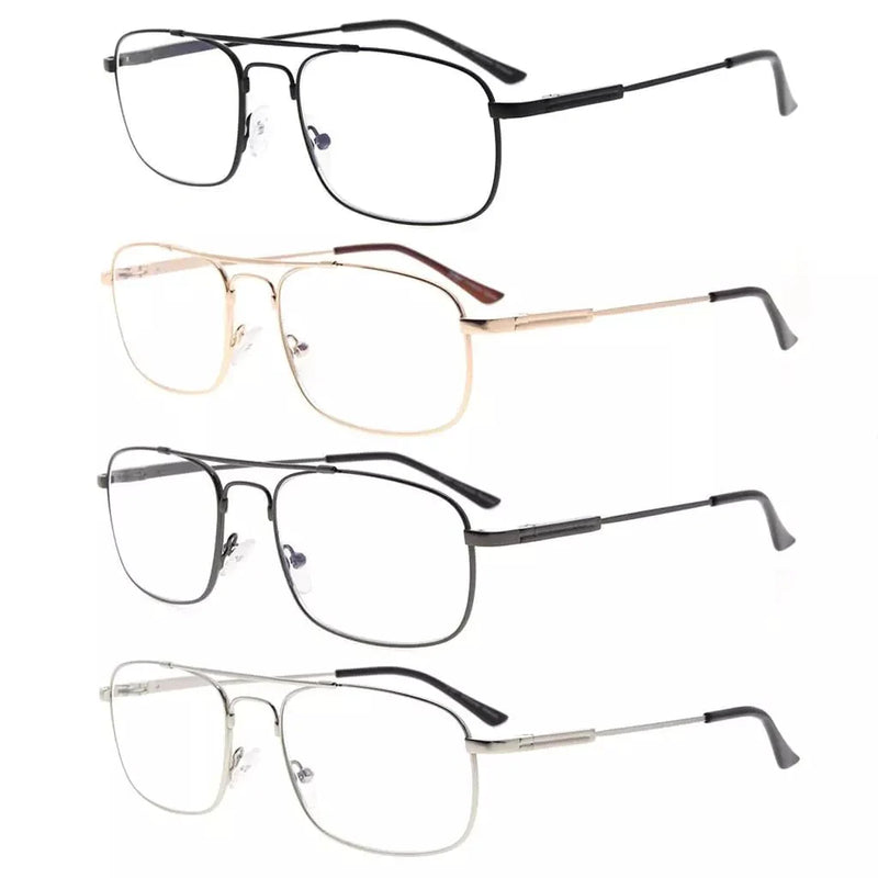 eyekeeper.com 4 Pack Metal Frame Blue Light Filter Reading Glasses CG1705 Eyeglasses White Smoke 4 Pairs Mix / without magnification,4 Pairs Mix / +1.00