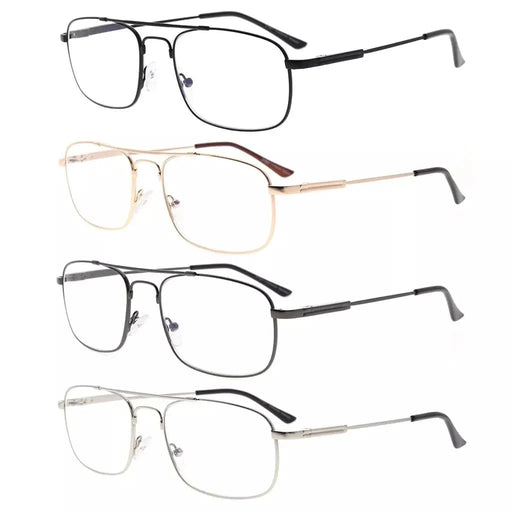 eyekeeper.com 4 Pack Metal Frame Blue Light Filter Reading Glasses CG1705 Eyeglasses White Smoke 4 Pairs Mix / without magnification,4 Pairs Mix / +1.00