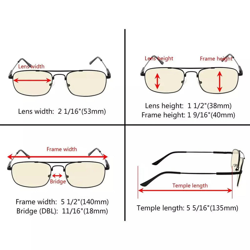 eyekeeper.com 4 Pack Metal Frame Blue Light Filter Reading Glasses CG1705 Eyeglasses White Smoke 4 Pairs Mix / without magnification,4 Pairs Mix / +1.00