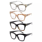 eyekeeper.com 4 Pack Modern Bifocal Reading Glasses Thick Frame Readers BR2111 Eyeglasses White Smoke 4 Pairs Mix / +1.00,4 Pairs Mix / +1.50,4 Pairs Mix / +2.00,4 Pairs Mix / +2.50,4 Pairs Mix / +3.00