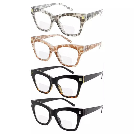 eyekeeper.com 4 Pack Modern Bifocal Reading Glasses Thick Frame Readers BR2111 Eyeglasses White Smoke 4 Pairs Mix / +1.00,4 Pairs Mix / +1.50,4 Pairs Mix / +2.00,4 Pairs Mix / +2.50,4 Pairs Mix / +3.00