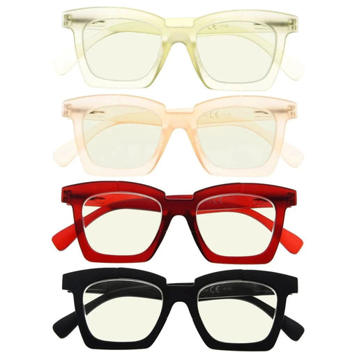 eyekeeper.com 4 Pack Modern Blue Light Filter Reading Glasses UVR2019 Eyeglasses White Smoke 4 Pairs Mix / without magnification,4 Pairs Mix / +0.50,4 Pairs Mix / +0.75,4 Pairs Mix / +1.00,4 Pairs Mix / +1.25,4 Pairs Mix / +1.50,4 Pairs Mix / +1.75,4 Pairs Mix / +2.00,4 Pairs Mix / +2.50,4 Pairs Mix / +3.00