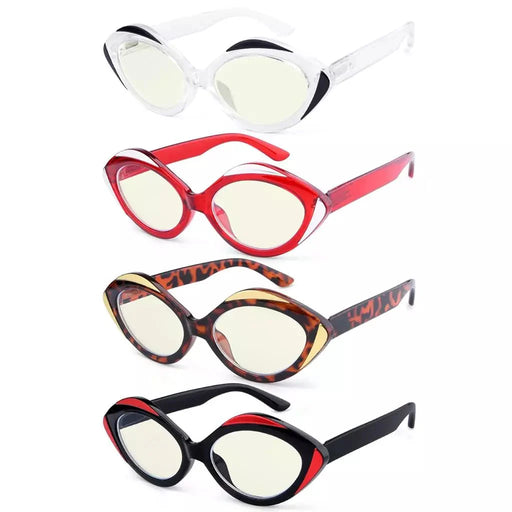 eyekeeper.com 4 Pack Oval Blue Light Filter Reading Glasses UV2128 Eyeglasses White Smoke 4 Pairs Mix / without magnification,4 Pairs Mix / +0.50,4 Pairs Mix / +0.75,4 Pairs Mix / +1.00,4 Pairs Mix / +1.25,4 Pairs Mix / +1.50,4 Pairs Mix / +1.75,4 Pairs Mix / +2.00,4 Pairs Mix / +2.25,4 Pairs Mix / +2.50,4 Pairs Mix / +3.00,4 Pairs Mix / +3.50