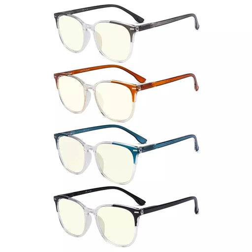 eyekeeper.com 4 Pack Oval Blue Light Filter Reading Glasses UVR9001C Eyeglasses White Smoke 4 Pairs Mix / without magnification,4 Pairs Mix / +0.50,4 Pairs Mix / +0.75,4 Pairs Mix / +1.00,4 Pairs Mix / +1.25,4 Pairs Mix / +1.50,4 Pairs Mix / +2.00,4 Pairs Mix / +2.50