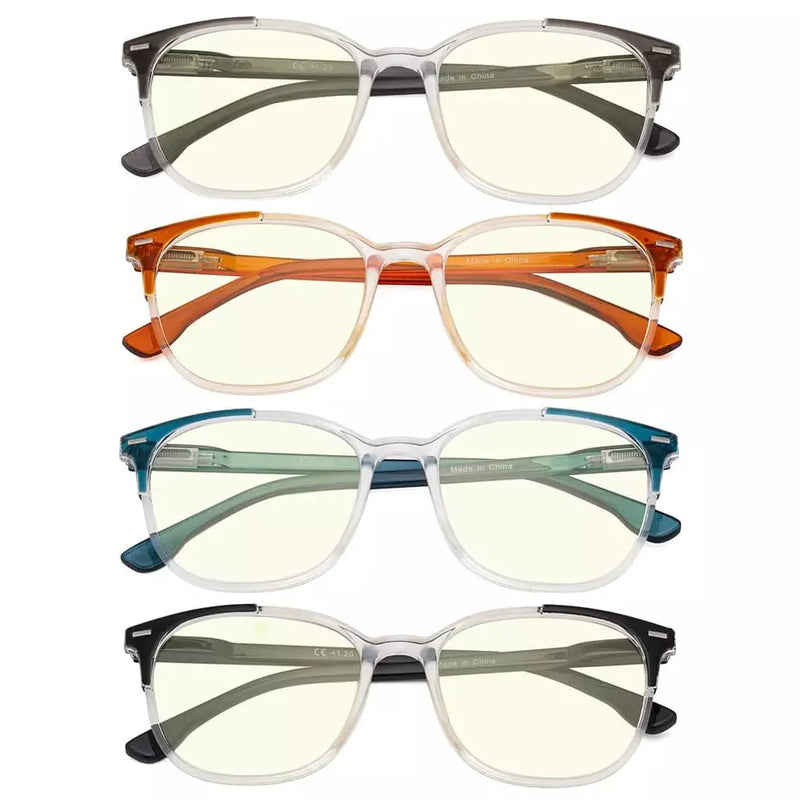 eyekeeper.com 4 Pack Oval Blue Light Filter Reading Glasses UVR9001C Eyeglasses White Smoke 4 Pairs Mix / without magnification,4 Pairs Mix / +0.50,4 Pairs Mix / +0.75,4 Pairs Mix / +1.00,4 Pairs Mix / +1.25,4 Pairs Mix / +1.50,4 Pairs Mix / +2.00,4 Pairs Mix / +2.50