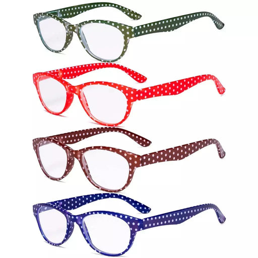 eyekeeper.com 4 Pack Oval Cute Reading Glasses Colorful Polka Dots Readers R074P Eyeglasses White Smoke 4 Pairs Mix / +0.50,4 Pairs Mix / +0.75,4 Pairs Mix / +1.00,4 Pairs Mix / +1.25,4 Pairs Mix / +1.50,4 Pairs Mix / +1.75,4 Pairs Mix / +2.00,4 Pairs Mix / +2.25,4 Pairs Mix / +2.50,4 Pairs Mix / +2.75,4 Pairs Mix / +3.00,4 Pairs Mix / +3.50,4 Pairs Mix / +