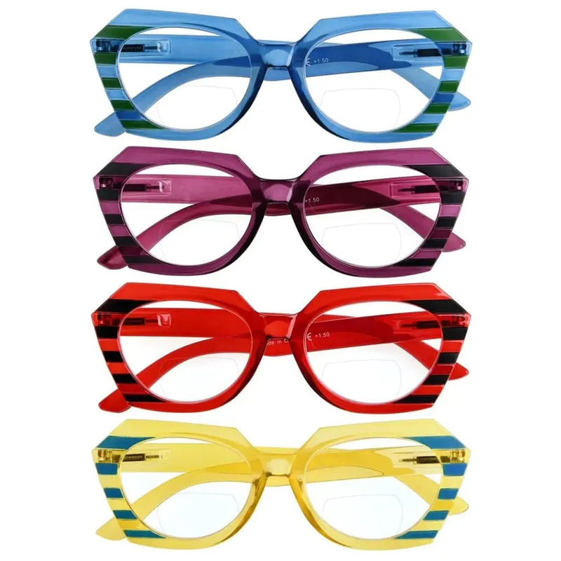 eyekeeper.com 4 Pack Oval Design Bifocal Reading Glasses Stripe Readers BR2135 Eyeglasses White Smoke 4 Pairs Mix / +1.00,4 Pairs Mix / +1.50,4 Pairs Mix / +2.00,4 Pairs Mix / +2.50,4 Pairs Mix / +3.00,4 Pairs Mix / +3.50