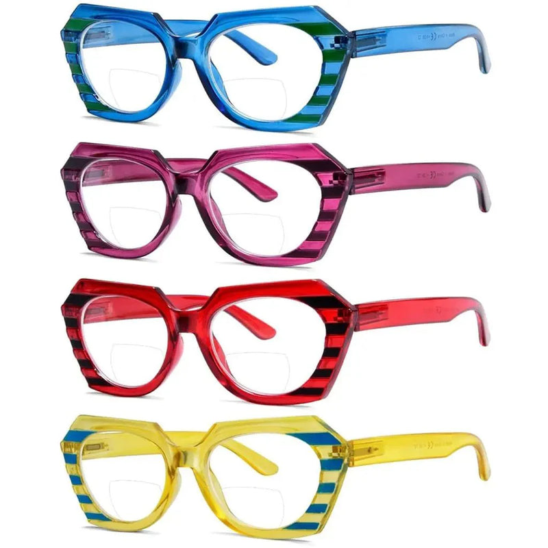 eyekeeper.com 4 Pack Oval Design Bifocal Reading Glasses Stripe Readers BR2135 Eyeglasses White Smoke 4 Pairs Mix / +1.00,4 Pairs Mix / +1.50,4 Pairs Mix / +2.00,4 Pairs Mix / +2.50,4 Pairs Mix / +3.00,4 Pairs Mix / +3.50