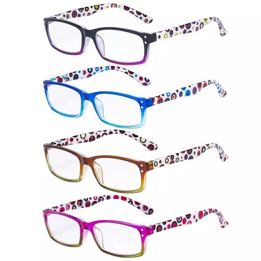 eyekeeper.com 4 Pack Patterned Temple Polka Dot Reading Glasses R103P Eyeglasses White Smoke 4 Pairs Mix / +0.50,4 Pairs Mix / +0.75,4 Pairs Mix / +1.00,4 Pairs Mix / +1.25,4 Pairs Mix / +2.25
