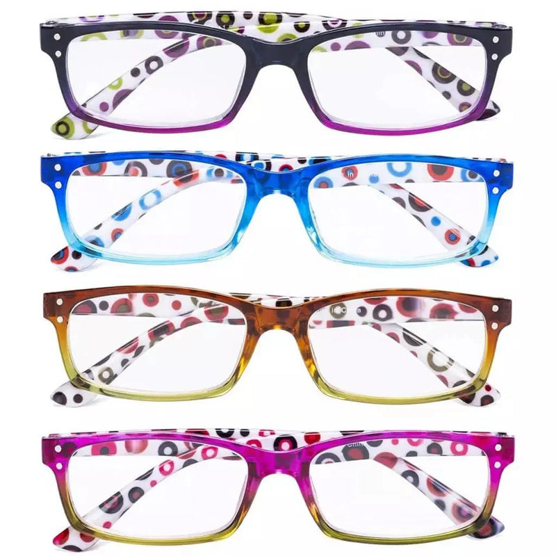 eyekeeper.com 4 Pack Patterned Temple Polka Dot Reading Glasses R103P Eyeglasses White Smoke 4 Pairs Mix / +0.50,4 Pairs Mix / +0.75,4 Pairs Mix / +1.00,4 Pairs Mix / +1.25,4 Pairs Mix / +2.25