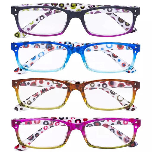 eyekeeper.com 4 Pack Patterned Temple Polka Dot Reading Glasses R103P Eyeglasses White Smoke 4 Pairs Mix / +0.50,4 Pairs Mix / +0.75,4 Pairs Mix / +1.00,4 Pairs Mix / +1.25,4 Pairs Mix / +2.25