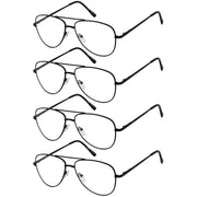 eyekeeper.com 4 Pack Pilot Reading Glasses Metal Frame Readers R1502 Eyeglasses White Smoke Black-4pcs / without magnification,Black-4pcs / +0.50,Gunmetal-4pcs / without magnification,Silver-4pcs / without magnification,Silver-4pcs / +0.75,Gold-4pcs / without magnification