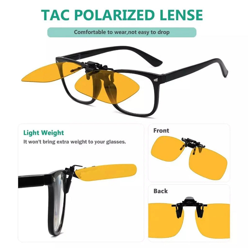 eyekeeper.com 4 Pack Polarized Clip on Flip up Night Driving Glasses JQ3 (58MMX40MM) Sunglasses White Smoke Yellow-4pcs