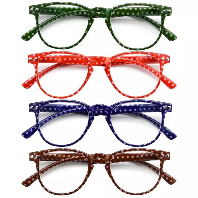 eyekeeper.com 4 Pack Polka Dots Pattern Reading Glasses R060P Eyeglasses White Smoke 4 Pairs Mix / +0.50,4 Pairs Mix / +0.75,4 Pairs Mix / +1.00,4 Pairs Mix / +1.25,4 Pairs Mix / +1.50,4 Pairs Mix / +1.75,4 Pairs Mix / +2.00,4 Pairs Mix / +2.25,4 Pairs Mix / +2.50,4 Pairs Mix / +2.75,4 Pairs Mix / +3.00,4 Pairs Mix / +3.50,4 Pairs Mix / +
