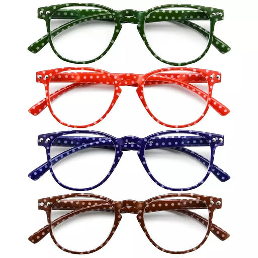 eyekeeper.com 4 Pack Polka Dots Pattern Reading Glasses R060P Eyeglasses White Smoke 4 Pairs Mix / +0.50,4 Pairs Mix / +0.75,4 Pairs Mix / +1.00,4 Pairs Mix / +1.25,4 Pairs Mix / +1.50,4 Pairs Mix / +1.75,4 Pairs Mix / +2.00,4 Pairs Mix / +2.25,4 Pairs Mix / +2.50,4 Pairs Mix / +2.75,4 Pairs Mix / +3.00,4 Pairs Mix / +3.50,4 Pairs Mix / +