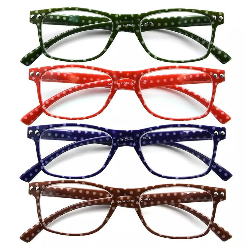 eyekeeper.com 4 Pack Polka Dots Reading Glasses R046P Eyeglasses White Smoke 4 Pairs Mix / +0.50,4 Pairs Mix / +0.75,4 Pairs Mix / +1.00,4 Pairs Mix / +1.25,4 Pairs Mix / +1.50,4 Pairs Mix / +1.75,4 Pairs Mix / +2.00,4 Pairs Mix / +2.25,4 Pairs Mix / +2.50,4 Pairs Mix / +2.75,4 Pairs Mix / +3.00,4 Pairs Mix / +3.50,4 Pairs Mix / +