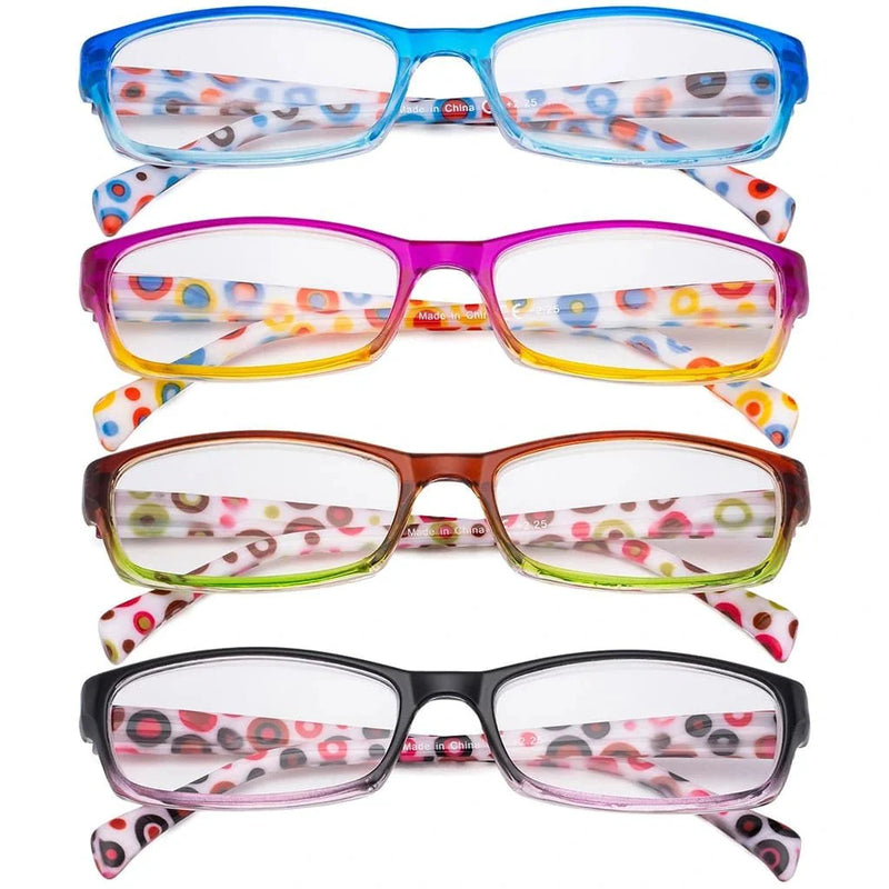 eyekeeper.com 4 Pack Polka Dots Rectangle Reading Glasses RT1803P Eyeglasses White Smoke 4 Pairs Mix / +0.50,4 Pairs Mix / +0.75,4 Pairs Mix / +1.00,4 Pairs Mix / +1.25,4 Pairs Mix / +1.50,4 Pairs Mix / +1.75,4 Pairs Mix / +2.00,4 Pairs Mix / +2.25,4 Pairs Mix / +2.50,4 Pairs Mix / +2.75,4 Pairs Mix / +3.00,4 Pairs Mix / +3.50,4 Pairs Mix / +