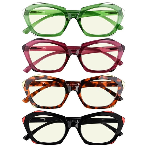 eyekeeper.com 4 Pack Polygon Blue Light Filter Reading Glasses UV2129 Eyeglasses White Smoke 4 Pairs Mix / without magnification,4 Pairs Mix / +0.50,4 Pairs Mix / +0.75,4 Pairs Mix / +1.00,4 Pairs Mix / +1.25,4 Pairs Mix / +1.50,4 Pairs Mix / +1.75,4 Pairs Mix / +2.00,4 Pairs Mix / +2.25,4 Pairs Mix / +2.50,4 Pairs Mix / +3.00,4 Pairs Mix / +3.50