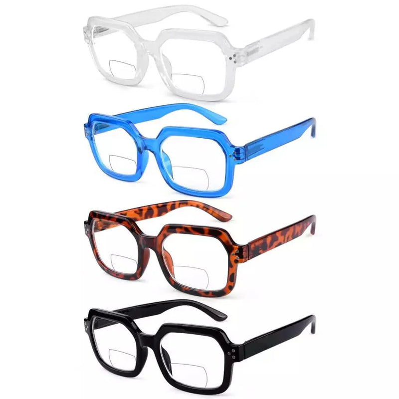 eyekeeper.com 4 Pack Polygon Trendy Bifocal Reading Glasses Polygonal Readers BR2130 Eyeglasses White Smoke 4 Pairs Mix / +1.00,4 Pairs Mix / +1.50,4 Pairs Mix / +2.00,4 Pairs Mix / +2.50,4 Pairs Mix / +3.00,4 Pairs Mix / +3.50