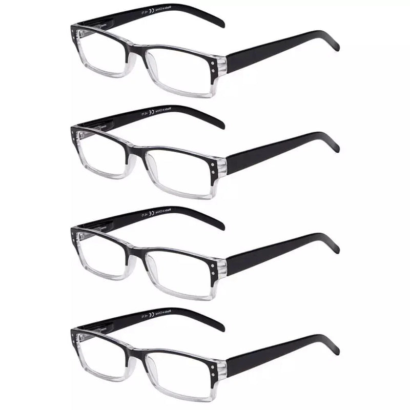 eyekeeper.com 4 Pack Reading Glasses R012 Eyeglasses White Smoke Black Clear-4pcs / +0.50,Black Clear-4pcs / +0.75,Black Clear-4pcs / +1.00,Black Clear-4pcs / +1.25