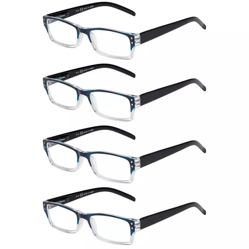 eyekeeper.com 4 Pack Reading Glasses R012 Eyeglasses White Smoke Blue Clear-4pcs / +0.50,Blue Clear-4pcs / +0.75,Blue Clear-4pcs / +1.00,Blue Clear-4pcs / +1.50,Blue Clear-4pcs / +3.00,Blue Clear-4pcs / +3.50